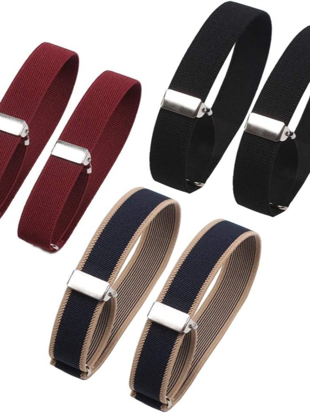 6 Pieces 3 Pairs Unisex Elastic Adjustable Armbands Anti-Slip Shirt Sleeve Holde